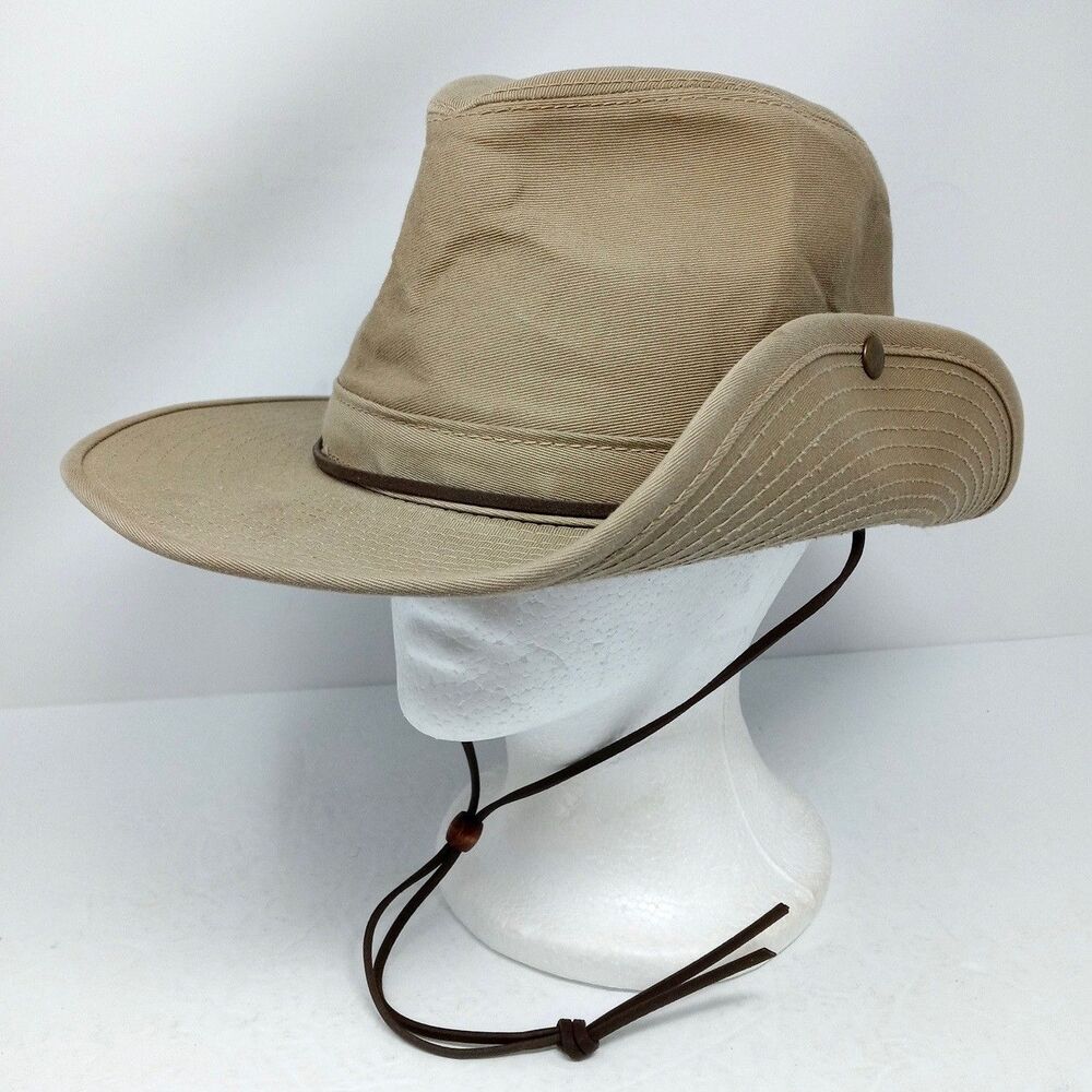 Vintage Henschel Hatquarters Made in USA Canvas Safari Outback Hat Large